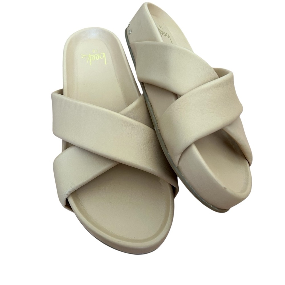 Beek Rhea Tan Leather Platform Slide Sandals Women’s Size 10 - Picture 5 of 8